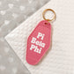 Pi Beta Phi Motel Hotel Key Chain in Hot pink with white letters and gold ring. PiPhi