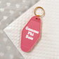 Gamma Phi Beta Motel Hotel Key Chain in Hot pink with white letters and gold ring. GPB GammaPhi GPhi GPhiB