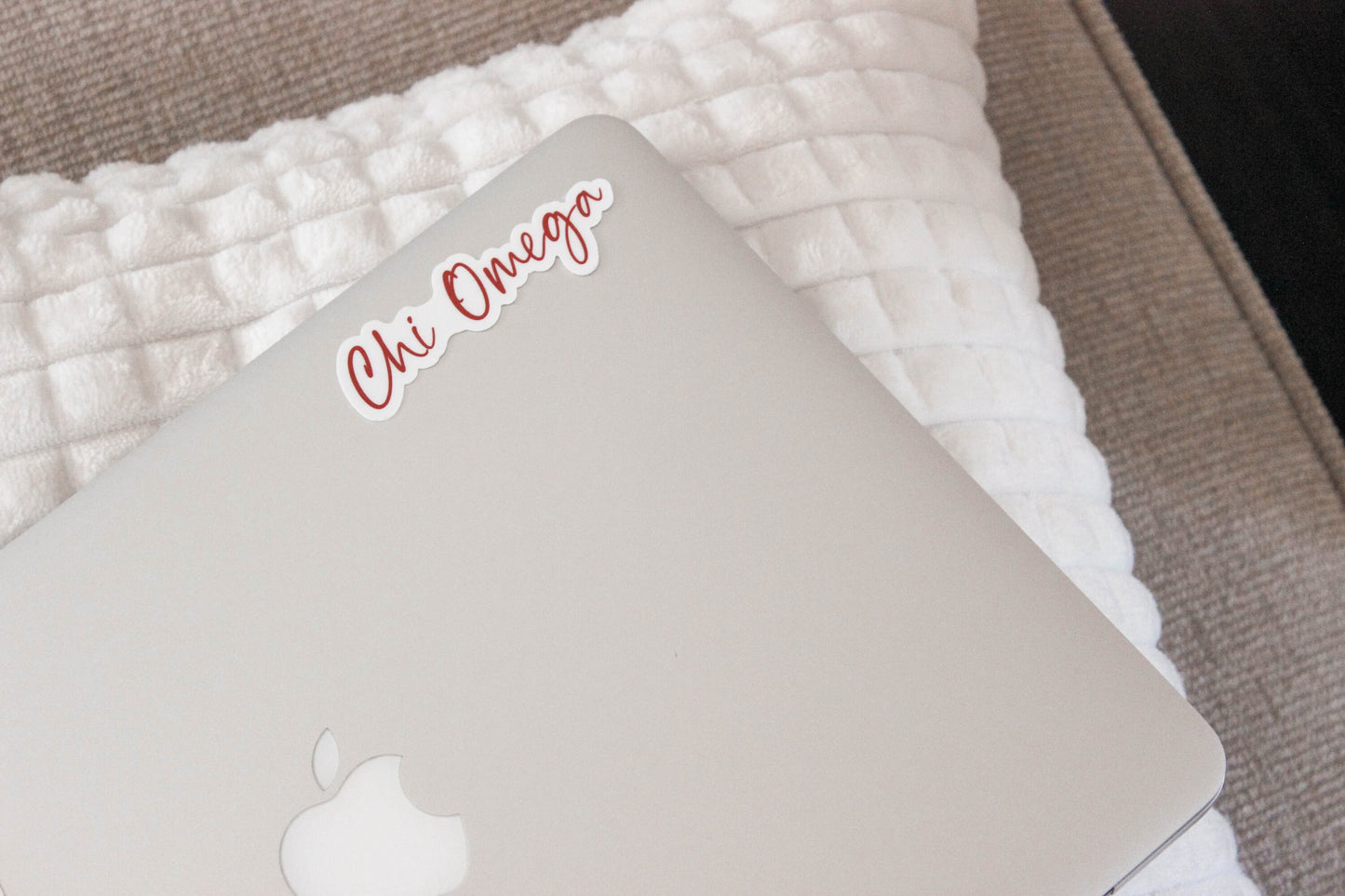 Chi Omega Script sticker in Red