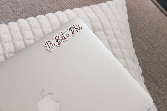 Pi Beta Phi Sticker in PiPhi wine and handwritten script PBP