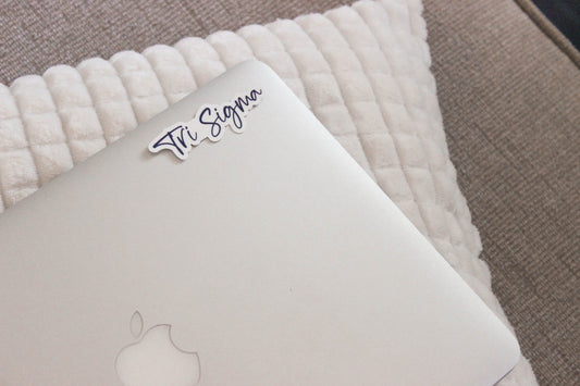 Sigma Sigma Sigma Sticker in Tri Sig Royal Purple and handwritten script Tri Sigma