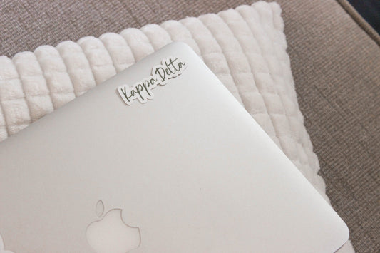 Kappa Delta Sticker in Olive Green and handwritten script KD