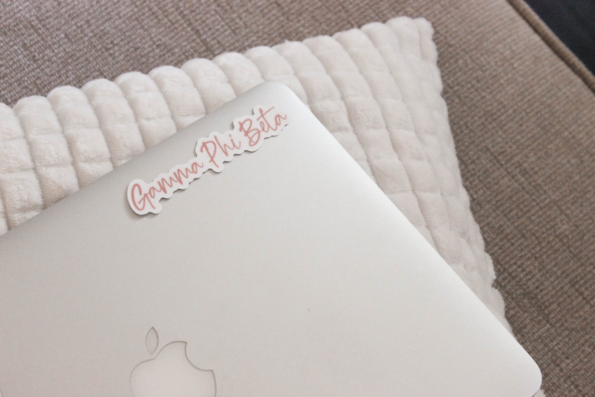 Gamma Phi Beta Sticker in Gamma Phi Blush Pink and handwritten script GPB
