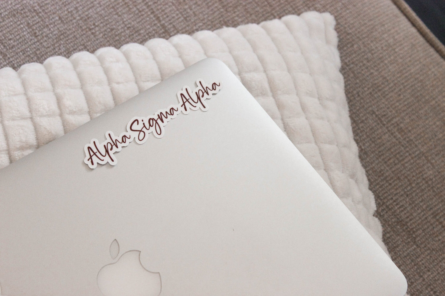 Alpha Sigma Alpha Sticker in ASA Crimson and handwritten script ASA