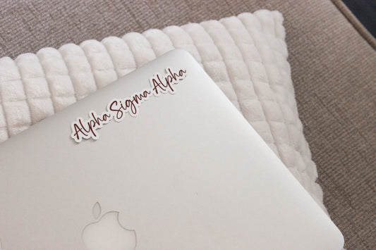 Alpha Sigma Alpha Sticker in ASA Crimson and handwritten script ASA