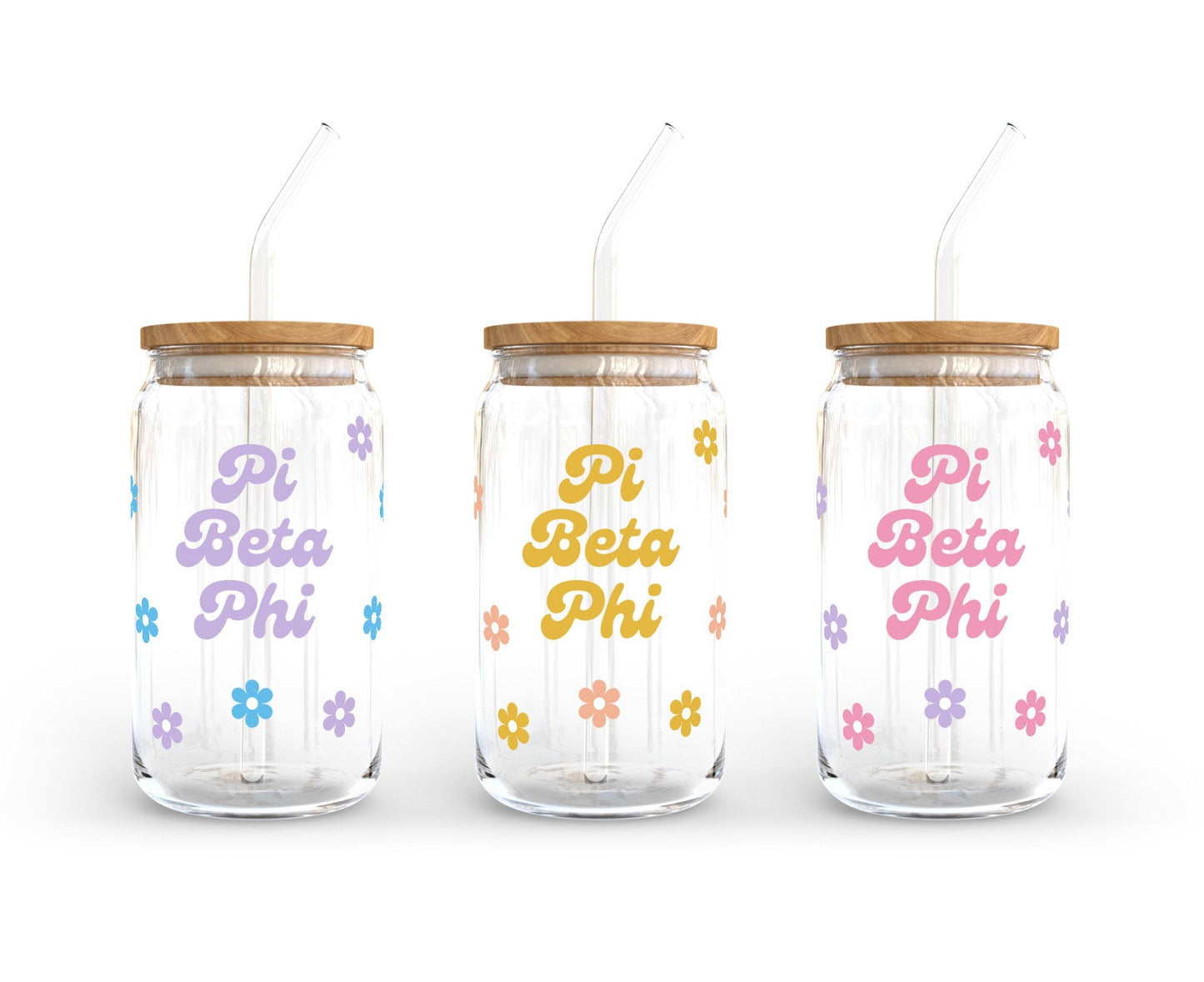 Pi Beta Phi Sorority 16oz Retro Bloom Can Shaped Glass