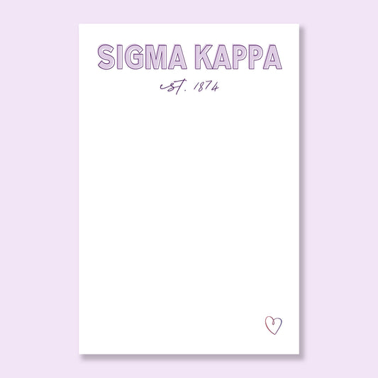 Sigma Kappa Notepad, 5x8"