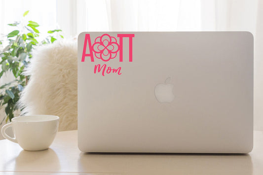 AOII Mom Decal in Pink with AOII flower