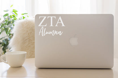 Zeta Tau Alpha Alumna Sticker in White 