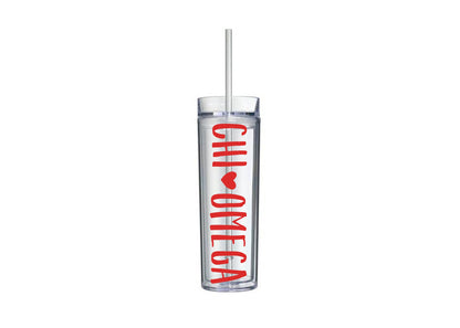 Chi Omega Skinny 16 oz Tumbler