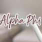 Alpha Phi Sticker in APhi Bordeaux and handwritten script APhi